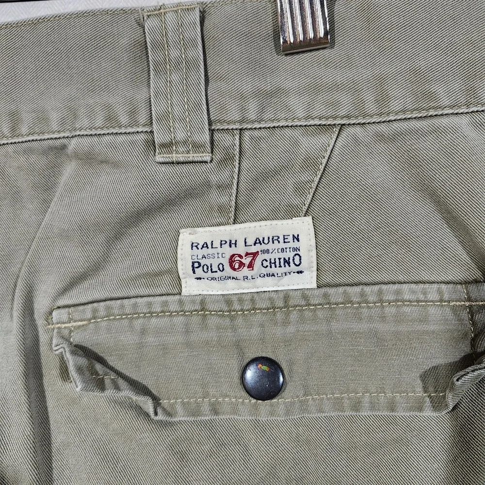 Polo Ralph Lauren Classic Polo 67 Chino Cargo Pants Khaki Tan Mens 52x32 Cotton